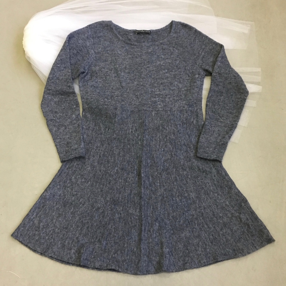 Peruvian Connection Long Sleeve Knit Dress in Heather Blue